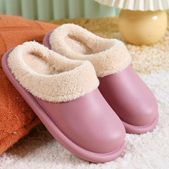 Cotton Snuggle Cloud Slippers Women's Waterproof Home Indoor Shoes Purple