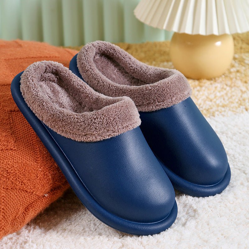 Cotton Snuggle Cloud Slippers Women's Waterproof Home Indoor Shoes Dark Blue