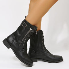 Cowboy Women Side Zipper Shoes Black