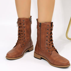Cowboy Women Side Zipper Shoes Black
