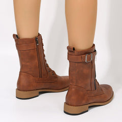 Cowboy Women Side Zipper Shoes Black