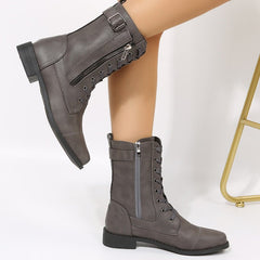 Cowboy Women Side Zipper Shoes Black