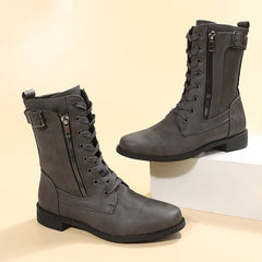 Cowboy Women Side Zipper Shoes Black