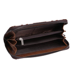 Creative Top Layer Leather Women's Vintage Wallet Brown White