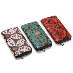 Creative Top Layer Leather Women's Vintage Wallet Brown Red