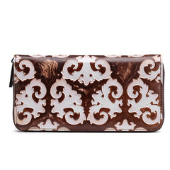 Creative Top Layer Leather Women's Vintage Wallet Brown White