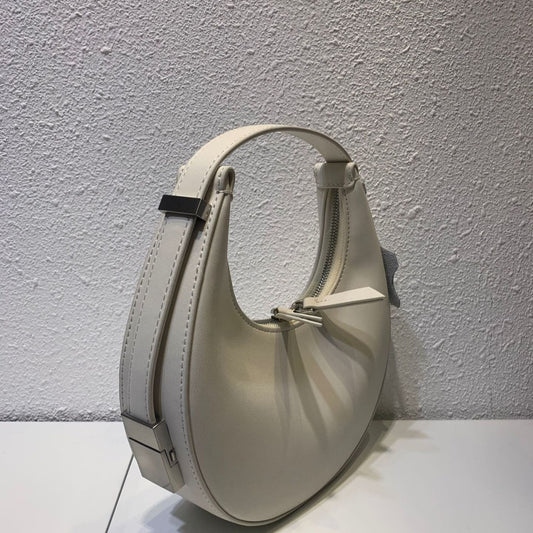 Crescent Leather Clutch - Small Moon Bag & Portable Shoulder Bag Black