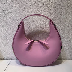 Crescent Leather Clutch - Small Moon Bag & Portable Shoulder Bag Brown