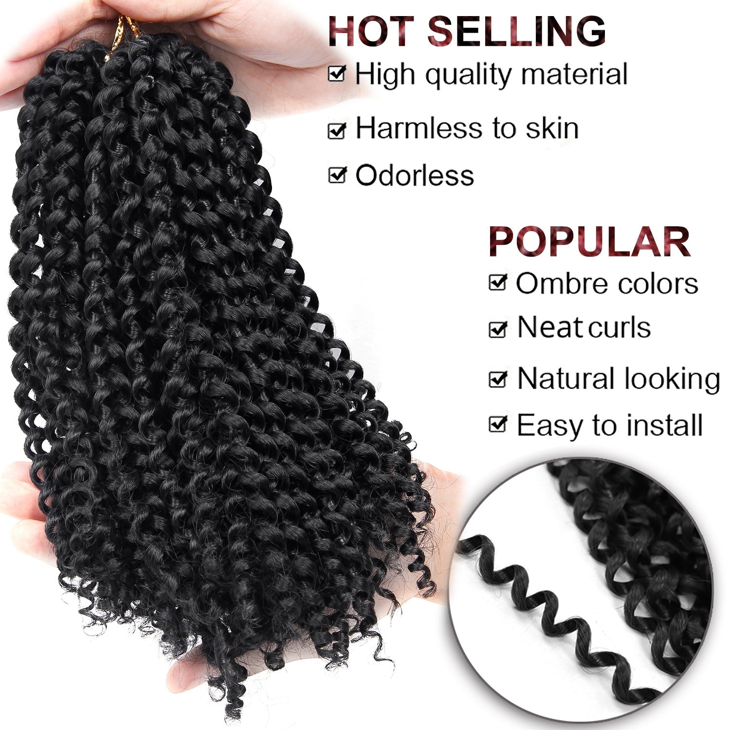 Crochet Wig: African Hair Extension 1B 27 Color