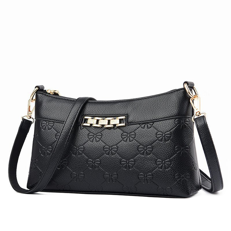 Cross - Border Fashion Handbags New Middle - Aged Mother Messenger Small Square Bag Handbag Single Shoulder Bag Lady Handbag Black