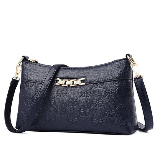 Cross - Border Fashion Handbags New Middle - Aged Mother Messenger Small Square Bag Handbag Single Shoulder Bag Lady Handbag Dark Blue