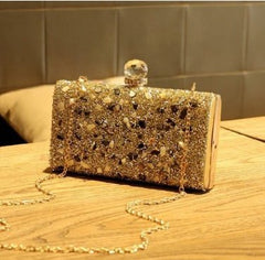 Crossbody bag diamond evening bag Gold