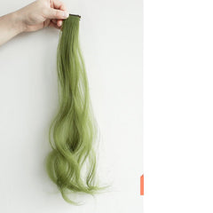 Curly Hair Hanging Ears Highlight Wig - Long, Popular Color Extension Green