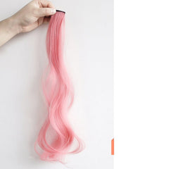 Curly Hair Hanging Ears Highlight Wig - Long, Popular Color Extension Pink