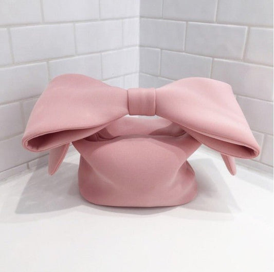 Cute Bow Space Cotton Hand Holding Clutch Pink