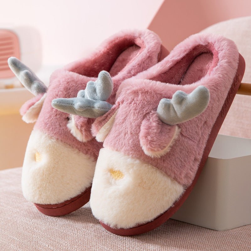 Cute Cozy Warm Cloud Nests Indoor Slippers For Keeping Warm At Home Leather Red