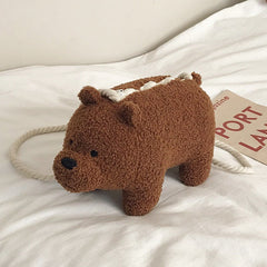 Cute Little Bear Children's Shoulder Messenger Bag Brown