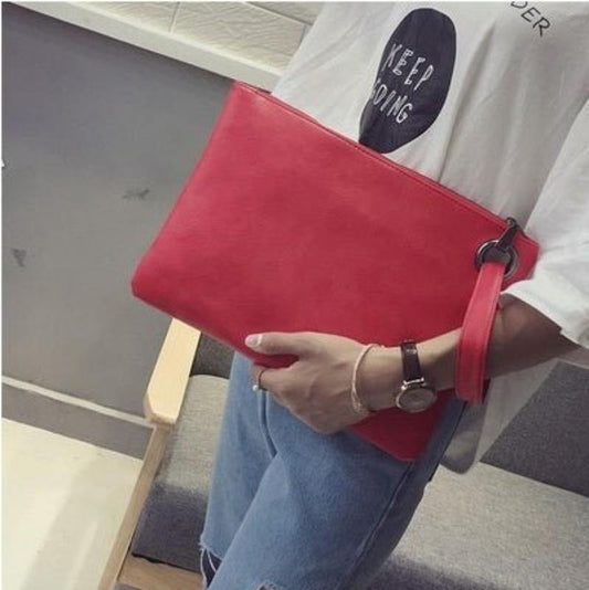 Dark Grain Clutch PU Office Casual Bag Red