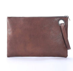 Dark grain PU office casual bag brown