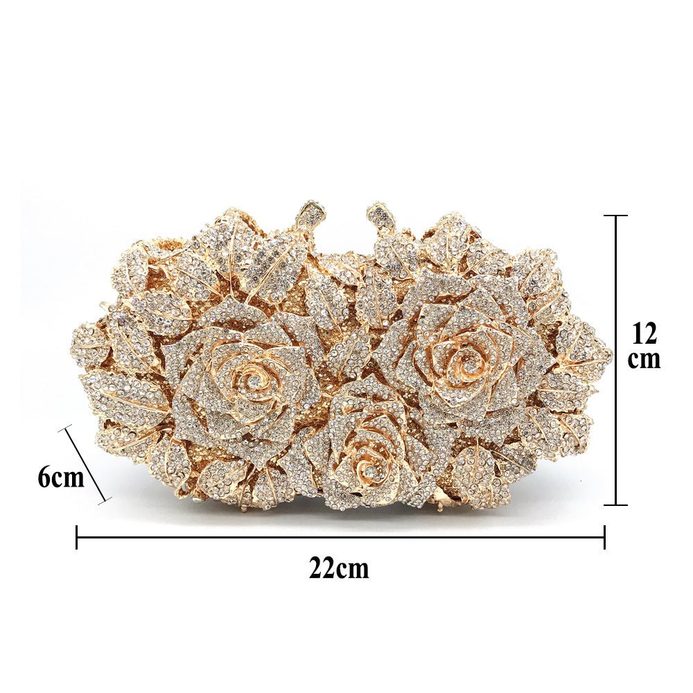 Dazzling Rose Diamond Hollow Dinner Bag Silver