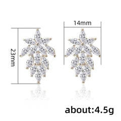 Dazzling Zircon Horse Eye Diamond Crystal Stud Earrings Gold