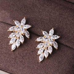 Dazzling Zircon Horse Eye Diamond Crystal Stud Earrings Gold