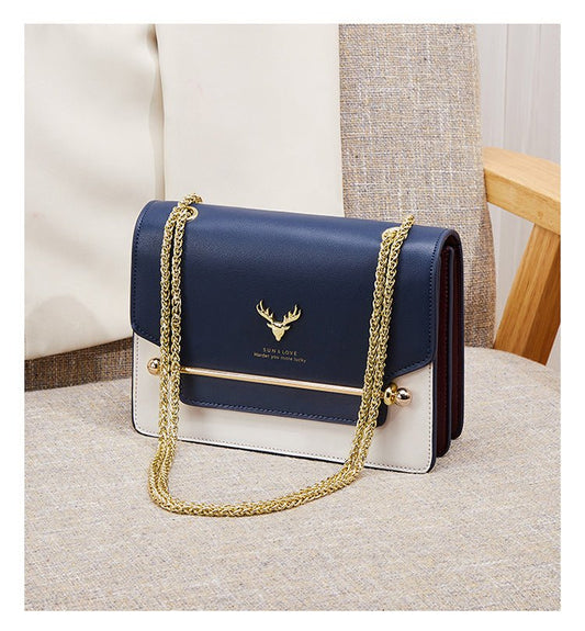 Deer Head Crossbody Fashion Texture Shoulder Bag Blue white