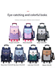 Detachable Backpack Trolley Bag for Primary School Students Purple Two Wheels