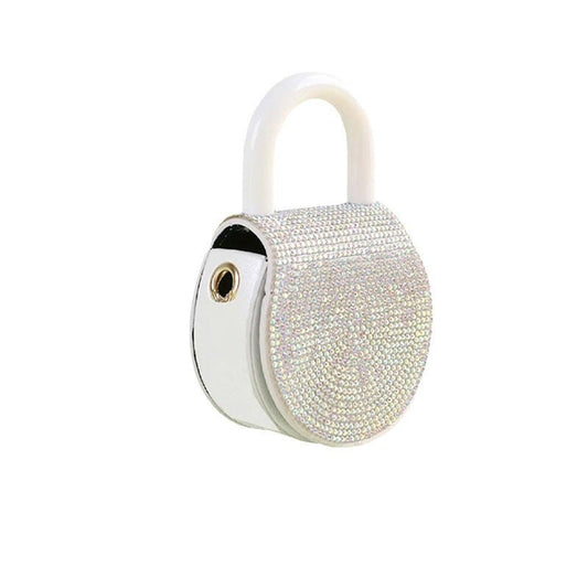 Diamond - Adorned Simple Small Round Handle Bag Small Round Bag Black