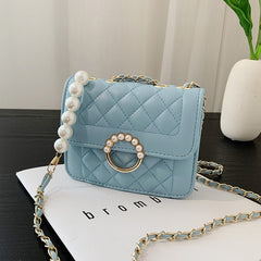 Diamond Chain Crossbody Shoulder Bag for Chic Elegance Blue Small Size