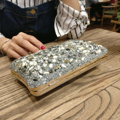 Diamond Concave Pillow Clutch Handbag Black