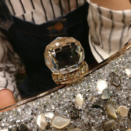 Diamond Concave Pillow Clutch Handbag Black
