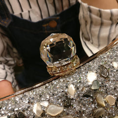 Diamond Concave Pillow Clutch Handbag Black