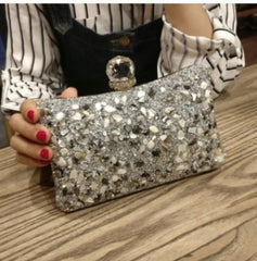 Diamond Concave Pillow Clutch Handbag Black