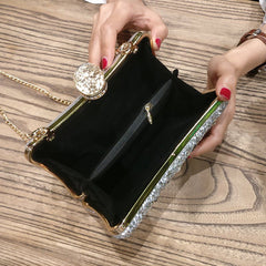 Diamond Concave Pillow Clutch Handbag Black