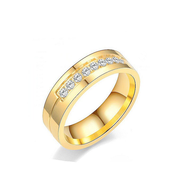 Diamond Couple Ring: Stainless Steel European & American Design Gold With Diamonds