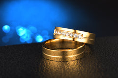 Diamond Couple Ring: Stainless Steel European & American Design Gold With Diamonds