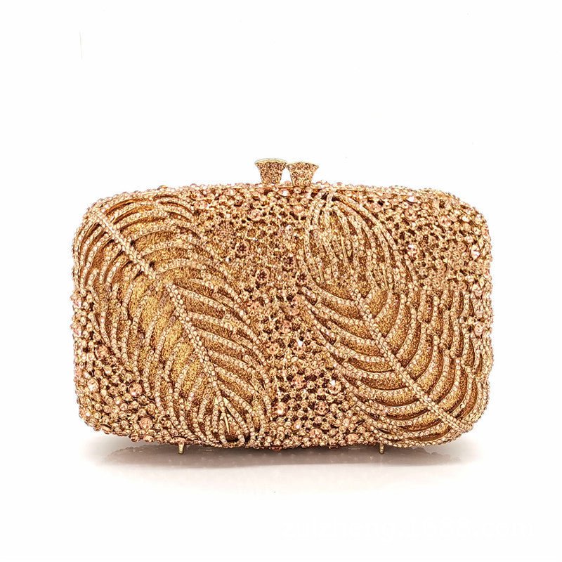 Diamond Cutout Leaf Evening Cheongsam Party Clutch Apricot