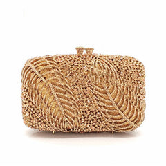 Diamond Cutout Leaf Evening Cheongsam Party Clutch Apricot