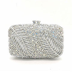 Diamond Cutout Leaf Evening Cheongsam Party Clutch White