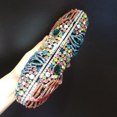 Diamond Cutout Leaf Evening Cheongsam Party Clutch Apricot