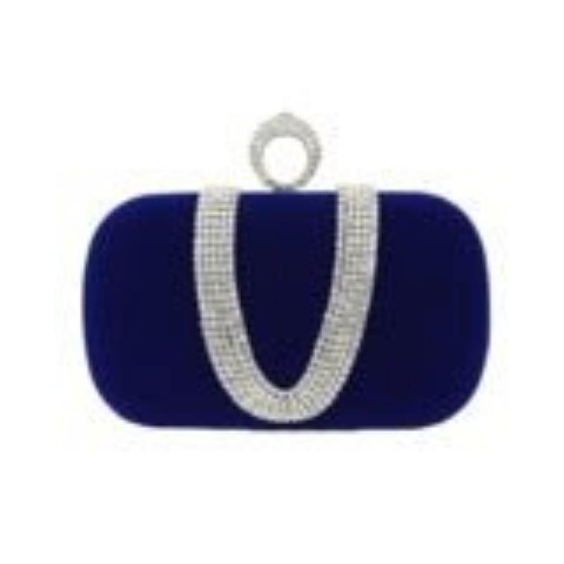 Diamond Evening Bag Velvet Clutch Bridal Dress Bag Ladies Evening Bag Royal blue