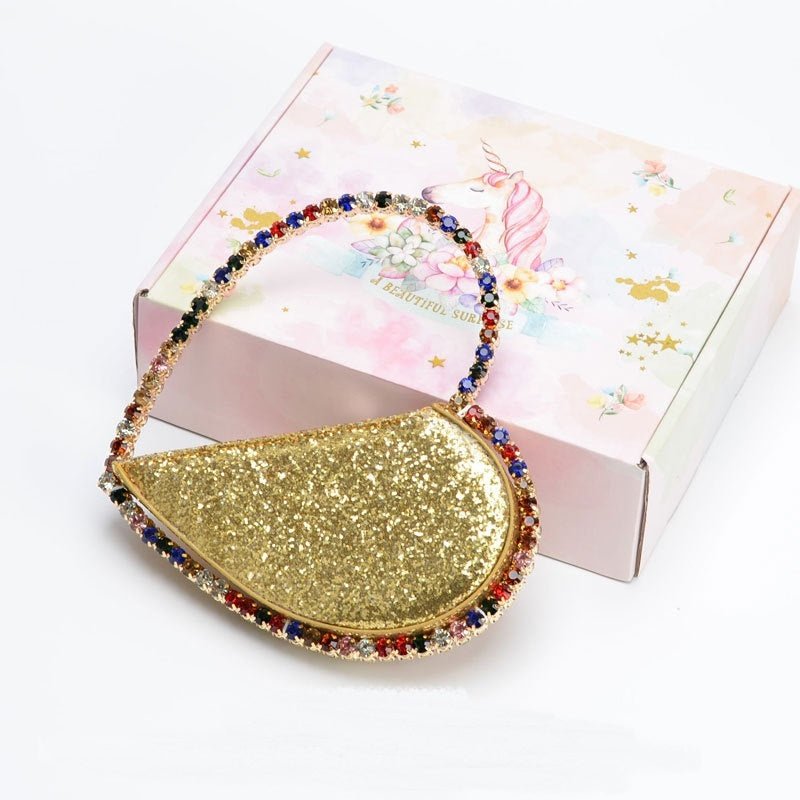 Diamond Heart - shaped Clutch Diamond Dinner Bag Clutch Small Fluorescent purple