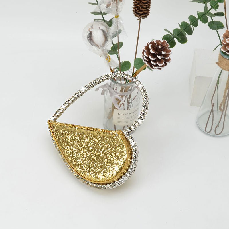 Diamond Heart - shaped Clutch Diamond Dinner Bag Clutch Small Fluorescent yellow