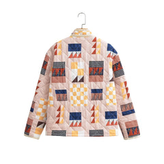 Diamond Lattice Pattern Print Cotton - padded Rhombus Jacket Coat Picture Color