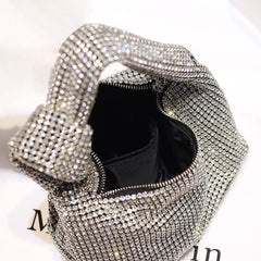 Diamond Rhinestone Chain Fashion Bag: Sparkle in Style Silver