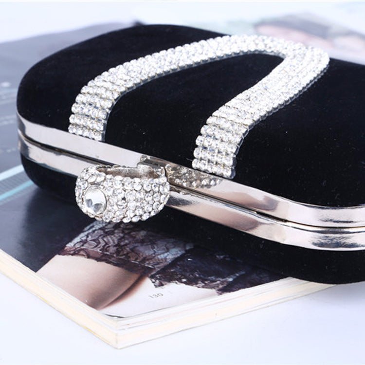 Diamond Velvet Clutch Evening Bag Rose red