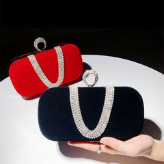 Diamond Velvet Clutch Evening Bag Royal blue