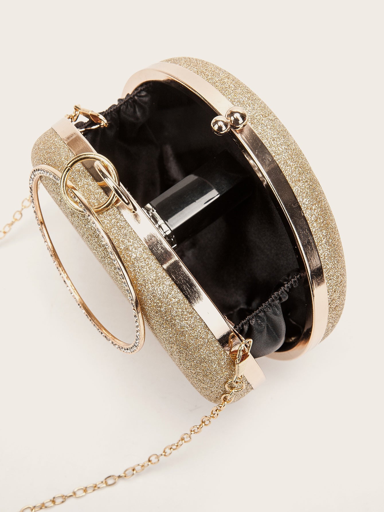 Diamondencrusted Handheld Round Box Bag Chain Evening Black