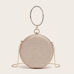 Diamondencrusted Handheld Round Box Bag Chain Evening Champagne